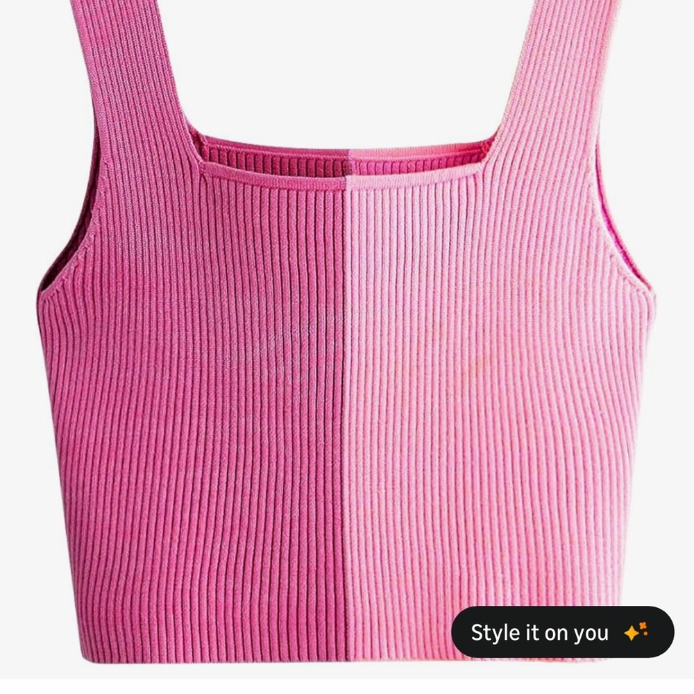 NWT Color Block Pink Ribbed Women's Crop Top